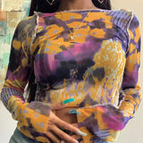 8 Colors Sexy Hollow Out Women Long Sleeve Crop Tops Striped Patchwork Drawstring Ribbed Bandage Fitness