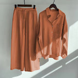 Summer Autumn Cotton Linen Women's 2 Piece Sets Outfits Vintage Elegant Casual Oversized Loose Shirts Blouses and Pants