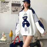 Color Bear Pullover Women's Spring 2022 New Fashion All-match Loose Pullovers Large Size Design Sense Printed