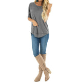 Women's Clothing 2025 Autumn And Winter Round Collar Long-Sleeved T-Shirt Solid Color Loose Top Before The Short And Rear Long Tuxedo Women's