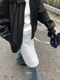 Fashion Clothing Flocking Flowers High Waist Lace A-line Skirts 2024 Faldas Mujer See Throught Saia Bandage A-line Skirt-Outfit