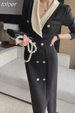 Elegant V-Neck Maxi Dresses for Women Long Sleeve Slim Bodycon Business Party Vestidos Femme Fashion Evening Dress