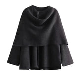 Autumn Style With Asymmetrical Scarf And Short Loose Knitted Coat Coat-Outfit