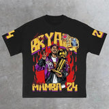 Men's T-Shirt 2024 Basketball Shirt Sports Style Short-Sleeved Cotton Print Loose T-Shirt Street Hip-Hop Blouse Short Sleeves-Outfit