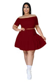 Size Sets Skirts Women Fashion Casual Crop Top Mini Skirt Two Piece Solid Outfits New Uniform Summer Wholesale