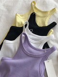 Women Tank Tops Sexy Cropped Top Female Women Summer Camisole Camis Black White Sport Clothes For Women-Outfit