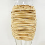 New Star Fashion Hot Diamond Elastic High-Necked Bottom Shirt 褶皱半裙