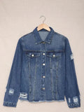 Autumn Denim Jacket Solid Women Streetwear Button Turn Down Collar Tops Jean Coat Ladies Straight Clothes Outfits-Outfit
