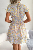 Tie Front Cutout Smocked