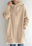 Khaki Blank Front Pocket Long Zipper