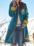 and winter new women's mid-length print blouse and long-sleeved woolen