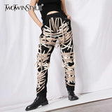 Cross Bandage Pants For Women High Waist Full Length Plus Size Casual Black Trousers Female 2022 Spring New