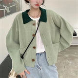 Polo Coloured Sweater Cardigan Coat Girl 2024 New Fashion Sweater Sweater Girl-Outfit