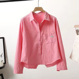 Shirt Women 2025 Spring And Autumn New Embroidery Letter Pocket Loose Casual Shirt Women Casual