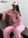 Fall Casual 3 Three Piece Set Tracksuit Women Outfit 2022 Long Sleeve Zip Up Hooded Crop Top Skinny Pants Matching