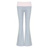 Girls Color Waist Low Waist Leisure Micro-Pants 2024 Slim To Show Thin Hot Girls Sports Knitted Trousers-Outfit