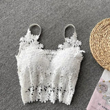 2022 Fashion Backless Hollow out Camis Women V Neck Strapless Elegant Beach Top Blouse Ladies Sexy Club Tank