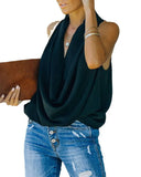 Independent Station Sexy Fashion Women's Wear New Fashion Style Pile Collar Sleeveless Blouse-Outfit