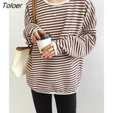 Autumn Winter New Korean Version Casual Lazy Style Pullover Striped Sweater Women Loose Top