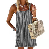 Dress Women 2021 Striped Sleeveless Mini Beach Dress Sexy Printed Festa Wear Praia Harajuku Casual Sling Vestido De