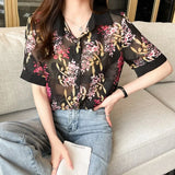 Summer Fashion elegant Women's chiffon Blouses printing ladies shirts short sleeve dress shirts Tops Blusas