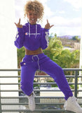 Fashion Letter Print Contrast Piping Long Sleeve Hoodies And Pant