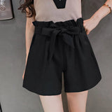 Women Korean Style Casual Chic Simple High Quality Womens All-match Loose Elastic Waist Solid Sashes Elegant