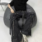 Korean Y2k Pants Women Fashion Streetwear Jeans High Waist Casual Zipper Denim Pantalon Femme Straight Vintage Trousers-Outfit