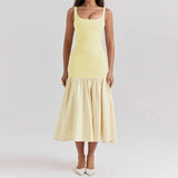 Toloer Women's New Square Collar Women's Elegant Flounce Solid Color Sexy Sling Autumn And Winter