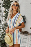 Stripe V-Neck Smocked Waist