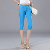 Denim Jeans Shorts omen's Capris Skinny Jeans Pants Female Knee Length Stretch Slim Capri Jeans Women Candy Color