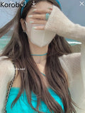 Spring Summer Korean Fashion Sun Protection Smock Sexy Solid Color Knitted Cardigan Sweater Thin Casual Open