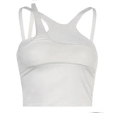 Irregular Basic Camisole 2 Piece Set Casual Minimalist Sexy Cut Out Summer Tank Top Ladies Finess Outfits Cute
