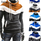 Men Color Block Patchwork Hooded Long Sleeve Pullover Hoodie Sweatshirt Autumn And Winter Fashion Men's