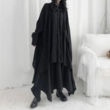 Yamamoto Style Black Shirt Gothic Dark Aesthetic Irregular Blouse Japanese Fashion Designer Clothes Oversized Shirts