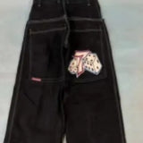 Autumn New Hip-Hop Printed Jeans Men's High Street Vintage Trend Brand Fashion Cool Loose Pants-Outfit
