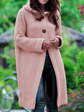 Clothes Women 2022 Solid Color Medium Long Hooded Women's Sweater Coat Pink Cardigan Knitted Cardigan Oversized