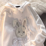 Cartoon Flocking Rabbit Kawaii Loose Hoodie Bf Hooded Thickening Autumn And Winter Pullover Female Gothic