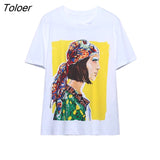 Summer Women Fashion Beauty Picture Print Casual White T Shirt Female Basic O Neck Short Sleeve Chic Leisure Tops