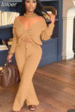 Fall Solid Thicker 2 Two Piece Sets Fall Outfit For Women 2023 Fashion Long Sleeve V Neck Crop Top And Pants Sets