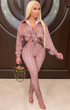 Party Print Blouse and Pants 2 Piece Formal