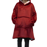Oversized Long Hoodies Winter Fleece Warm TV Blanket with Sleeves Pocket Sweatshirts Thick Sherpa Giant Hoody