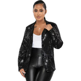 Toloer New Women's Casual Sequin Suit Jacket-Outfit