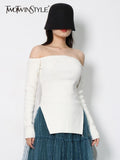 Solid Minimalist Sweater For Women Square Collar Long Sleeve Slim Knitting Pullover Female Fashion Clothing