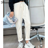 Women Winter Pants Thick Warm Fleece Trousers High Waist Chenille 2021 Harem Pant Female Casual Velvet Pants Winter