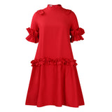 Women's 2025 Summer New Fashion Solid-Colored Wooden Ear A Dress African
