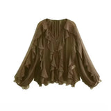 Women's Clothing 2025 Spring New Multi-Color Simple Cascade Decoration Chiffon