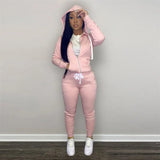 Winter Matching Sets Womens Two 2 Piece Sets Tracksuit Pink Sweatsuits For Womens Outfits Zipper Zipper Top Pants