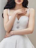 Slim Solid Mini Dress For Women Square Collar Sleeveless High Waist Minimalist Fold Pleated Dresses Female