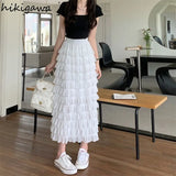 Skirts Womens Korean Fashion Clothing High Waist Slim Fit Sweet Temperament Jupe Korean Long Skirt 2023 Faldas De